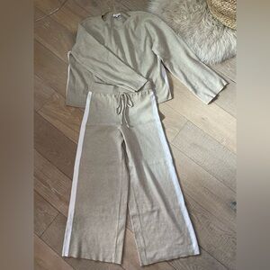 Crescent Sweater Long Sleeve Lounge Top & Drawstring Pants (S) - NWOT